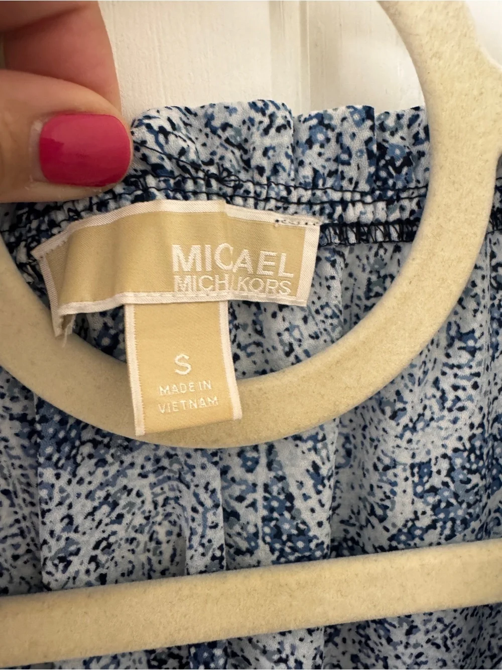 Michael Kors Navy & White Paisley Sleeveless V-Neck Tank